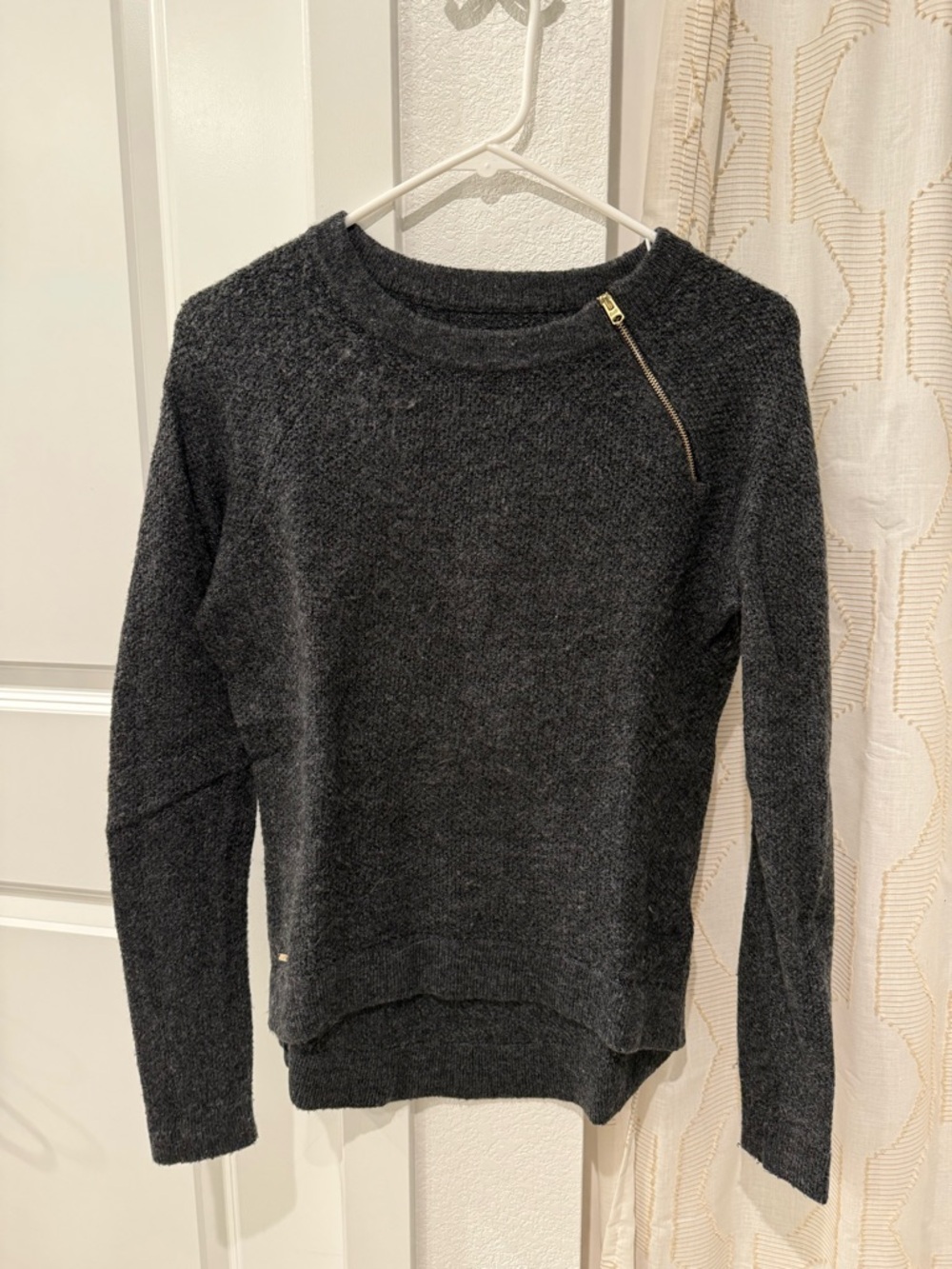 Abercrombie & Fitch Charcoal Crewneck Sweater with Zip Detail
